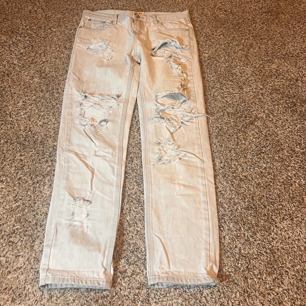 ONE by Teagan X Denim Light Wash‎ Distressed Ripped Jeans Women's